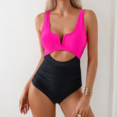 Slimming contrasting color swimsuit